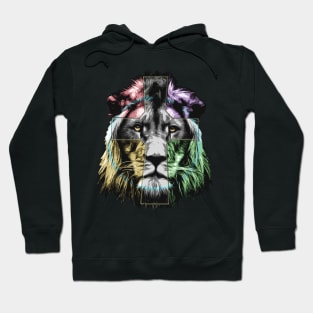 Colorful Lion Cross - high-quality vector graphic lion- lion head Hoodie